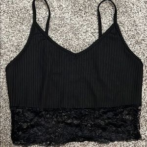 Black lace crop top